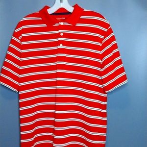 Chaps polo men small fits like medium red , white and blue stripe